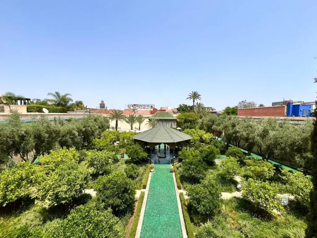 Le Jardin Secret courtyard in Marrakech medina with fountains and Islamic architecture