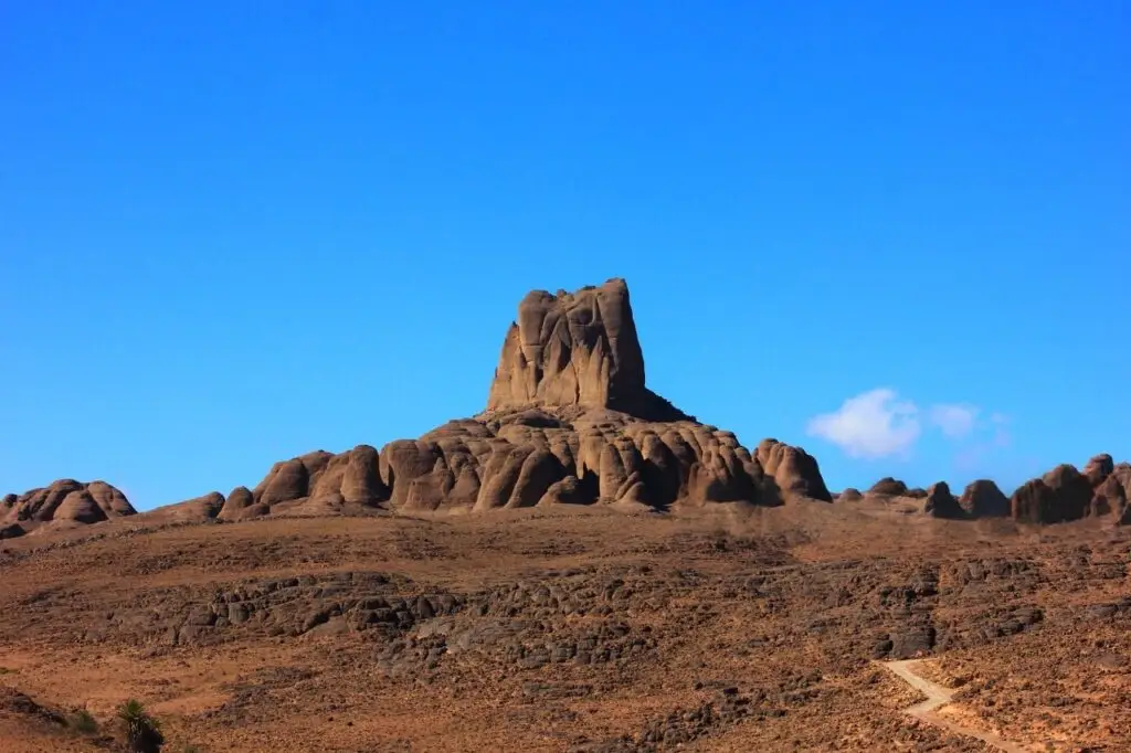 Jebel Saghro mountains in southern Morocco with volcanic rock formations
