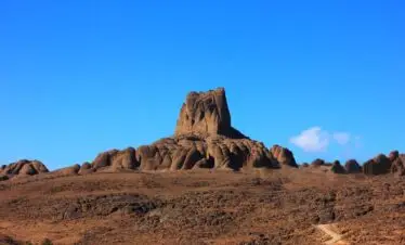 Jebel Saghro mountains in southern Morocco with volcanic rock formations