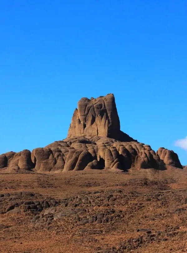 Jebel Saghro mountains in southern Morocco with volcanic rock formations